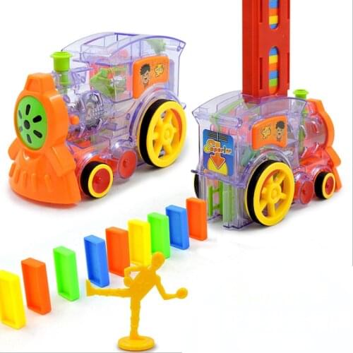 Set Cartoon Rally Train Engine Shaped Toy Set Game Building Blocks Car for Children Toys Domino Building Block Game