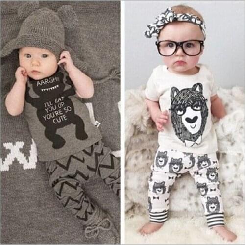 Brand New Baby Clothes Sets 2017 Newborn T-Shirts Trouser Suit Boys Outfits Bebe Clothing Girls Pajamas Infant Jumpsuits Cotton