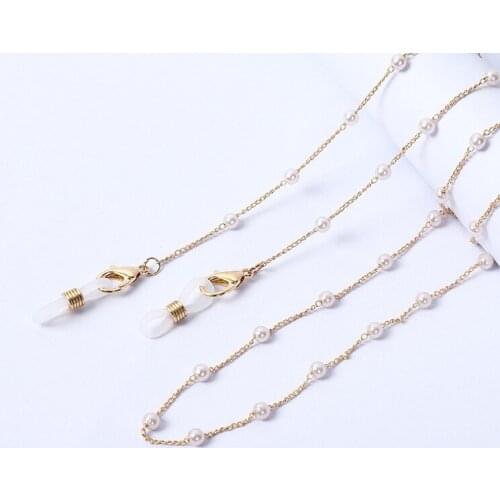 2021 New Korean Vintage Pearls Glass Bead Necklace Mask Chain Strap Hang On Neck Glasses Holder Rope For Women Glasses Strap