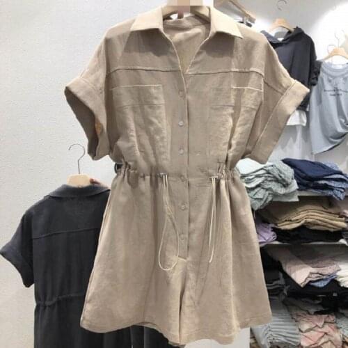 2021 New Womens Clothing Jumpsuits, Playsuits & Bodysuits Summer Short Sleeve Rompers Solid Black White Casual Clothes