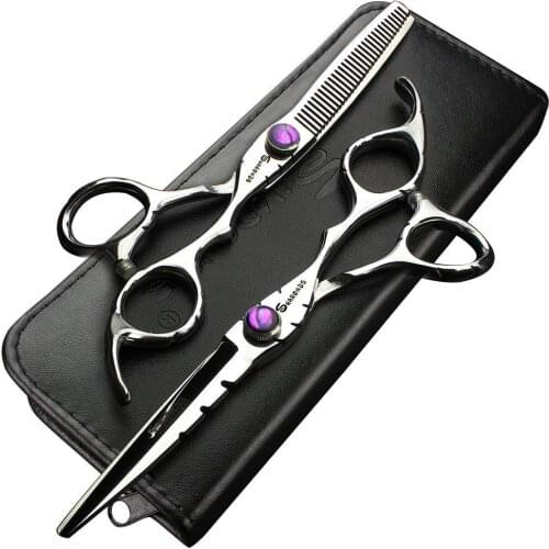 New 6 inch Japan scissors 440c steel high quality hairdressing scissors thinning suit sharp and wear resistant Chunker scissors