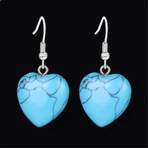 New Style 6Pair/Lot Romantic Valentines Day Gift Love Shaped Earring Drop Natural Crystal Stone Heart Design Fishhook Earrings