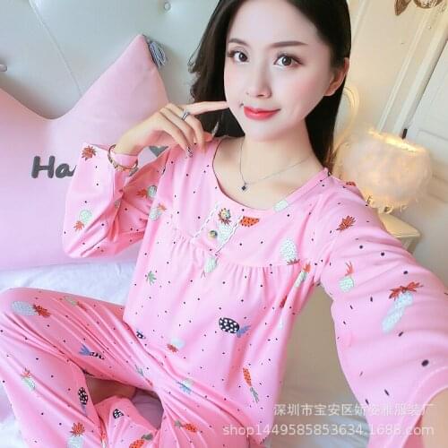 H5726 Pajamas Women Spring Autumn Long Sleeve Korean Sleepwear Girls Thin Home Clothing Suit Student Cute Comfortable Nightwear
