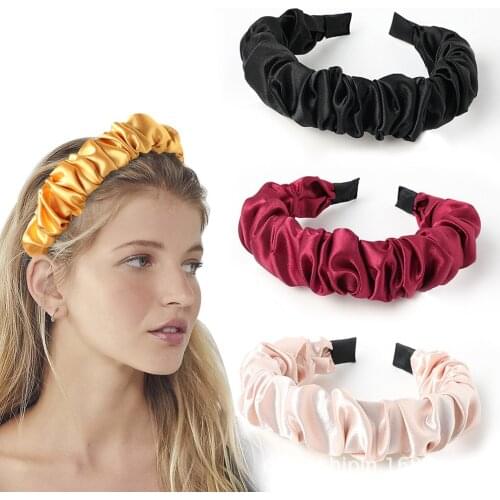 2021 Summer Pleated Satin Hairband Women Girls Hair Head Hoop Bands Accessories Scrunchies Headdress Headband