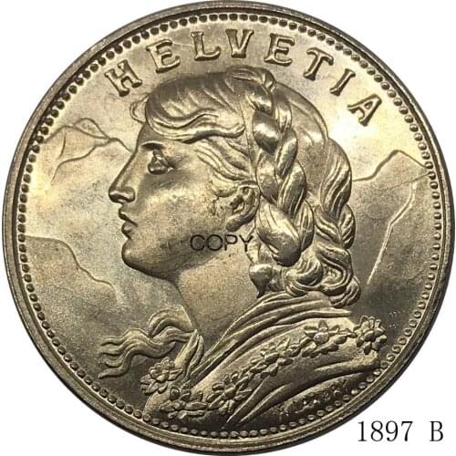 1897 Switzerland 20 Franc Helvetia Gold Coin Brass Collectibles Copy Coin