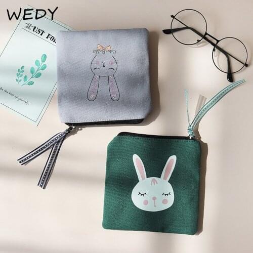 Cute Cartoon Coin Purse Canvas Mini Wallet Women Portable Change Purse Mini Coin Pouch Female Simple Card Holder Square Wallets