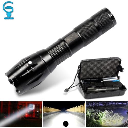 Tactical LED Flashlight Zoomable Lanterna Torch T6/L2 5 Modes Portable Flash Light 18650 Rechargeable Outdoor Camping Tent Light