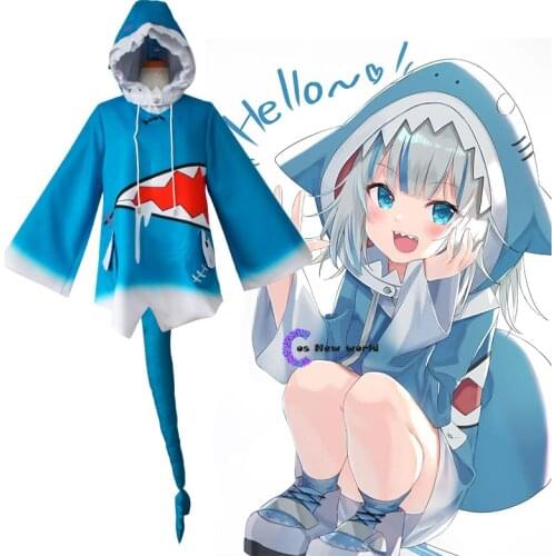 Vtuber Hololive Gawr Gura Shark Hoody Hoodie Uniform Outfit Customize Cosplay Costumes