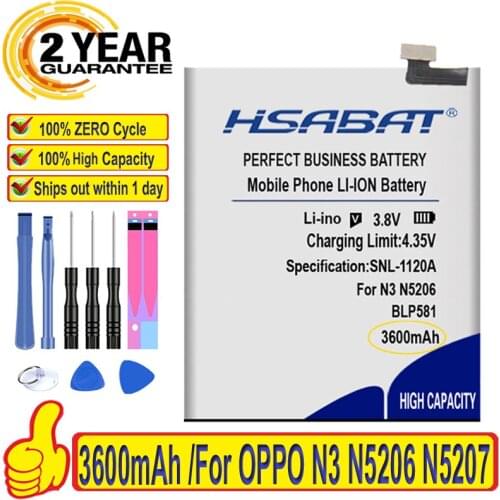 Top Brand 100% New 3600mAh BLP581 Battery for OPPO N3 N3 Dual SIM N3S N3T N5206 N5207 N5209 Batteries + free gfit