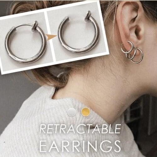 Retractable Earrings Punch-free Hollow Non-permeable Steel Spring Ear Clip Without Pierced False Earrings Nose Ring Earrings
