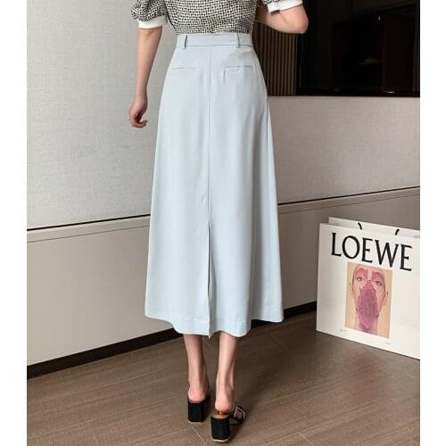 Korean style Spring summer New Skirt Womens Mid-Length High Waist Slimming Skirt Long skirt