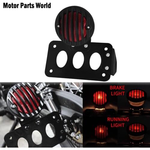 Motorcycle Side Mount Tail Light w/ License Plate Bracket Rear Stop Light Black For Harley Sportster Bobber Chopper For Honda