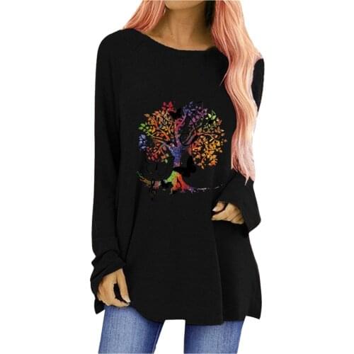 Summer Oversized Long Sleeve Tshirt Ladies High Street Printed Graphic Tee Korean Style Crew Neck Pullover Leisure Straight Tops