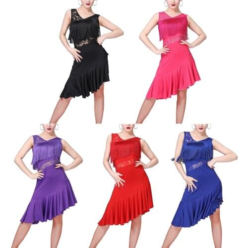 Elegant Front Tassel Decoration Latin Dance Dresses Samba Rumba Performance Suit