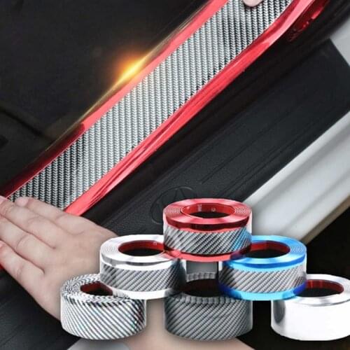 1M 3/5/7/10cm Car Sticker 5D Carbon Fiber Rubber Styling Door Sill Protector DIY Door Sill Protector Edge Guard Auto Accessories
