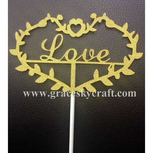 10pcs free shipping Glitter wedding Birthday Cakes Toppers Birthday Party Favor Cake Supplies with personalized text,7 colors