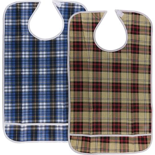 2 Pcs Large Reusable Clothing Protector Waterproof Adult Bibs Keeps Mealtime Neat for Elder Disability Patient Eating Drinking