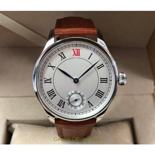44mm GEERVO Asian 6498 17 jewels Mechanical Hand Wind movement mens watch Roman Mechanical watches gr222-8