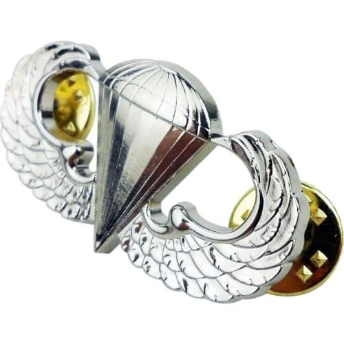 US ARMY AIRBORNE PARATROOPER PARACHUTIST JUMP WINGS BADGE INSIGNIA PIN SILVER