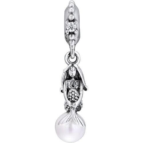 Christmas Luminous White Pearl Pendant Fit Charm Bracelet Femme 925 Sterling Silver Beads for Jewelry Making Fashion DIY Charms