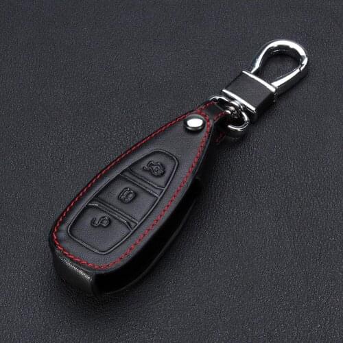 3 Button Remote Car Key Fob Pu Leather Cover Protective Case Car Keychain Bag For Ford Fiesta Focus Mondeo Kuga Auto Accessories