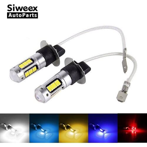2Pcs H3 H1 W5W T10 White 4014 Chips 30 SMD High Power LED Fog Light Headlight Lamps Bulb Lens DC 12V