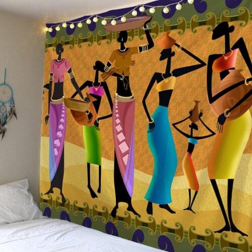 Retro Character Illustration Tapestry African Women Art Tapestry Hippie Art Fashion Shy Bedroom Decoration Tapiz Home Decor