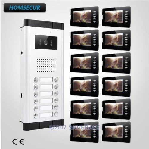 HOMSECUR 7" TFT LCD Wired Multi Apartment Video Door Intercom System+Dual-way Intercom For Secure Home