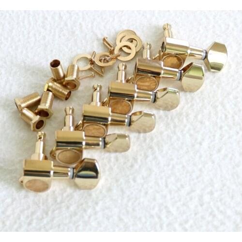 From Korea 1set 6pcs in line electric guitar tuner in Gold color for 10mm holes guitar machine heads