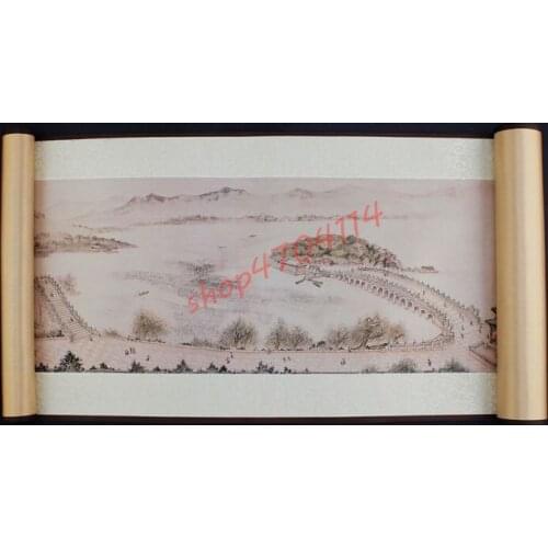 Exquisite silk hanging axle paintings, Summer Palace panorama, crafts, collections, decorations