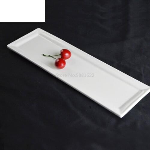 Ceramic Vegetable Dishes Household Utensils Rectangular Sushi Dishes Pure White Creative Hotel Features Dinner Plates Tableware