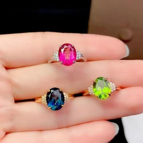 3ct 8mm*10mm VVS Grade Natural Topaz Peridot Ring for Party Solid 925 Silver Crystal Ring Brithday Gift for Woman