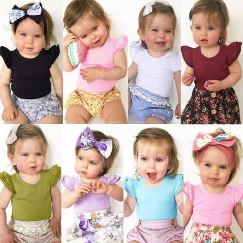 Newborn Baby Girls Boys Fly Sleeve Bodysuit Outfits Jumpsuit Sunsuit Summer Casual Soft Clothes 0-24M