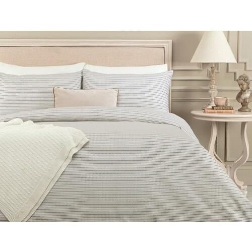 Madame Coco Farine Beige Ranforce Printed Double Bed Duvet Cover Set
