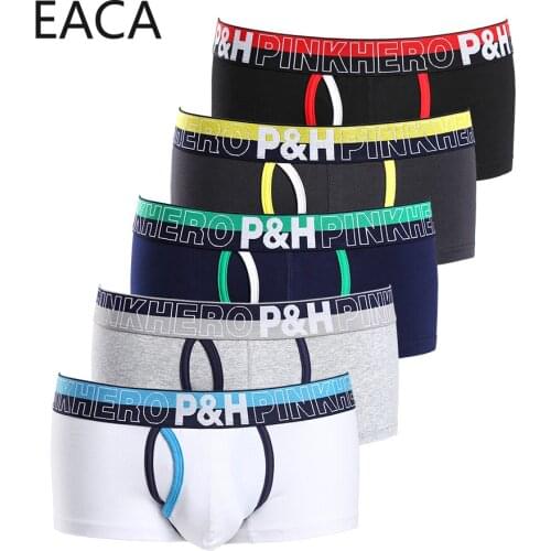Pink Heroes High-quality Cotton Men Underwear Comfortable Male Panties Fashion Solid Male Underpants U-bag Boxer Shorts Cool