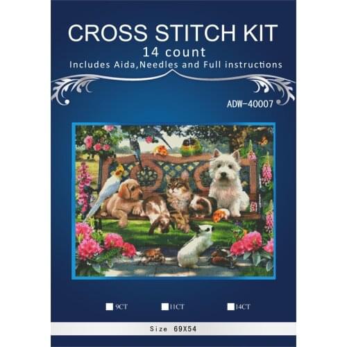 Oneroom,dog family Needlework,Embroidery,DIY Floral Painting,Cross stitch,kits,14ct Basket home Cross-stitch,Sets For Embroidery