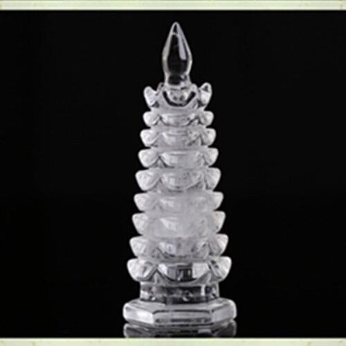 Natural white crystal wenchang tower wenfeng tower feng shui pieces multi - layer hand carving