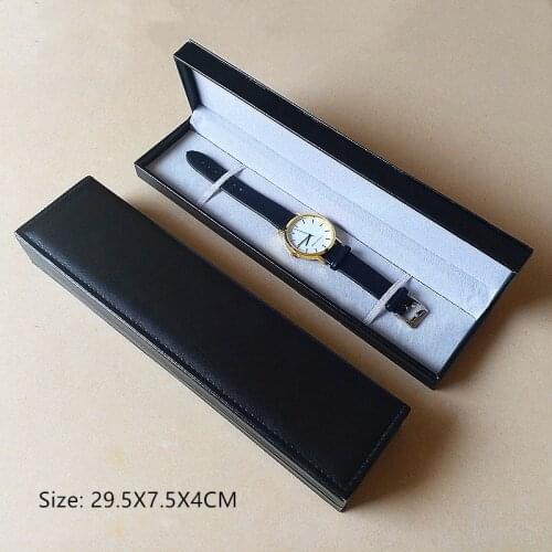Wholesale Black PU Watch Box Fashion Mens Watch Storage Case With Pillow Watch Gift WOMEN Boxes Case Can Customize LOGO A088