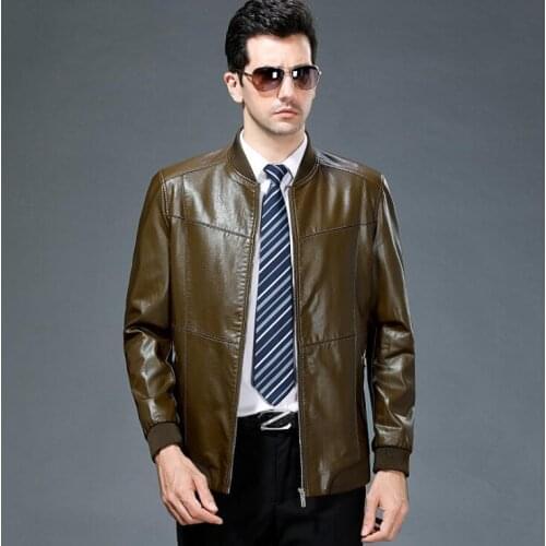 Autumn mens leather jacket slim casual motorcycle coat men jackets winter stand collar clothes jaqueta de couro street fashion