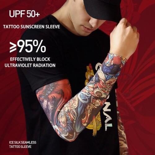 Summer Sun-Resistant Tattoo Sleeve Ice Silk Outdoors Golf Cycling Cuff Mens Gloves Fingerless Driving Sports Female Arm Sleeves
