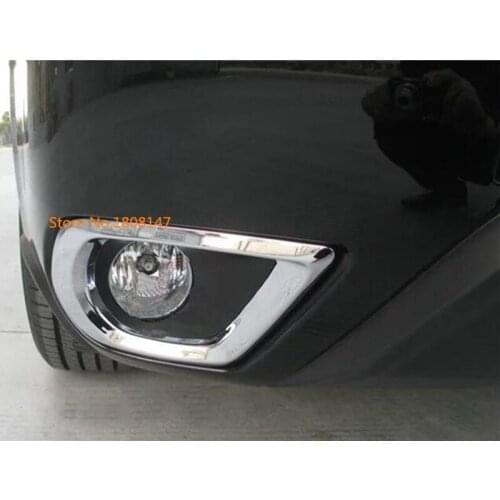 Car body front fog light lamp frame stick styling ABS Chrome cover trim parts 2pcs For Subaru Forester 2013 2014 2015 2016 2017