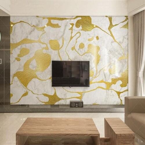Custom 3D Photo Wallpaper Wall Murals Nordic Painting Luxury Murals Marble TV Background Wall White Gold Wallpaper Stone Texture