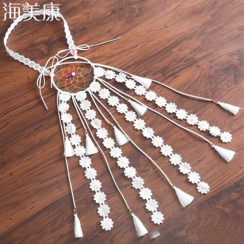 Haimeikang 2021 New Bohemian Small Daisy Hair band Hippie Headband Dream Catcher Headdress Fashion Headbands Hair Accessories