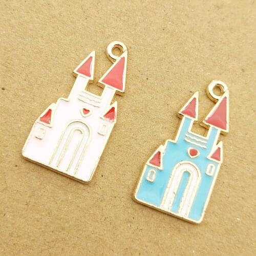 10pcs 12x24mm enamel castle charm for jewelry making and crafting earring pendant necklace and bracelet charm