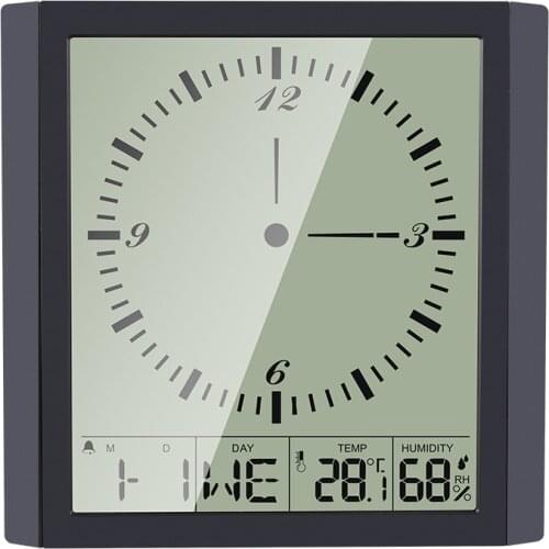 Modern Simple Electronic Square Needle Clock Big LCD Digital Thermometer Hygrometer Desktop Alarm Clock Home Wall Decoration