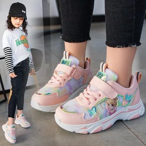 Disney girls shoes spring and summer new princess childrens casual shoes elementary school mesh girls sneakers