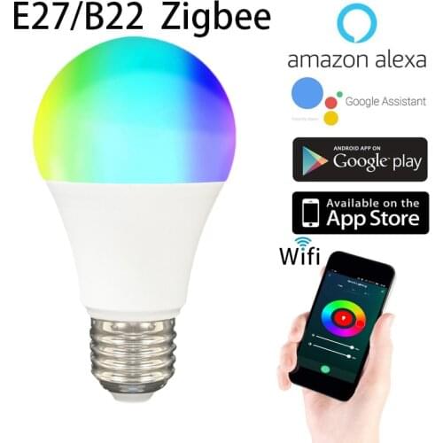Zigbee Smart Light Bulb Tuya Wifi Bulb RGB Color Changing LED Light E27 100-240V APP Compatible Alexa Google Home Smart Life