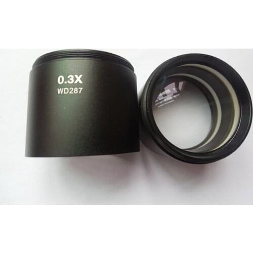WD287 0.3X Barlow Stereo Microscope Auxiliary Lens 1-7/8" (48mm) Mounting Thread Objective Lens