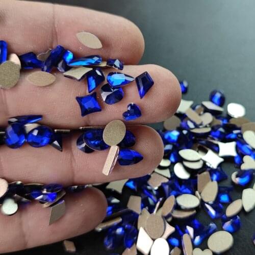 YanRuo 20pcs/ 100pcs Mix Nail Art Sapphire Color Crystal Glass Diamond Beauty Jewelry Flat Bottom Rhinestones Nails Decorations