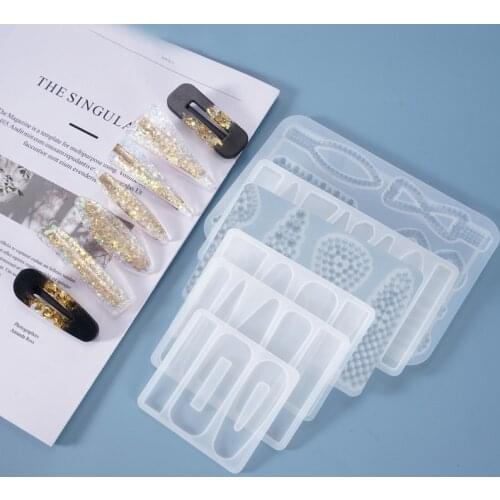 Crystal Epoxy Resin Mold Hair Clip Barrette Casting Silicone Mould DIY Crafts Jewelry Hairpin Making Tools for Girl for Woman